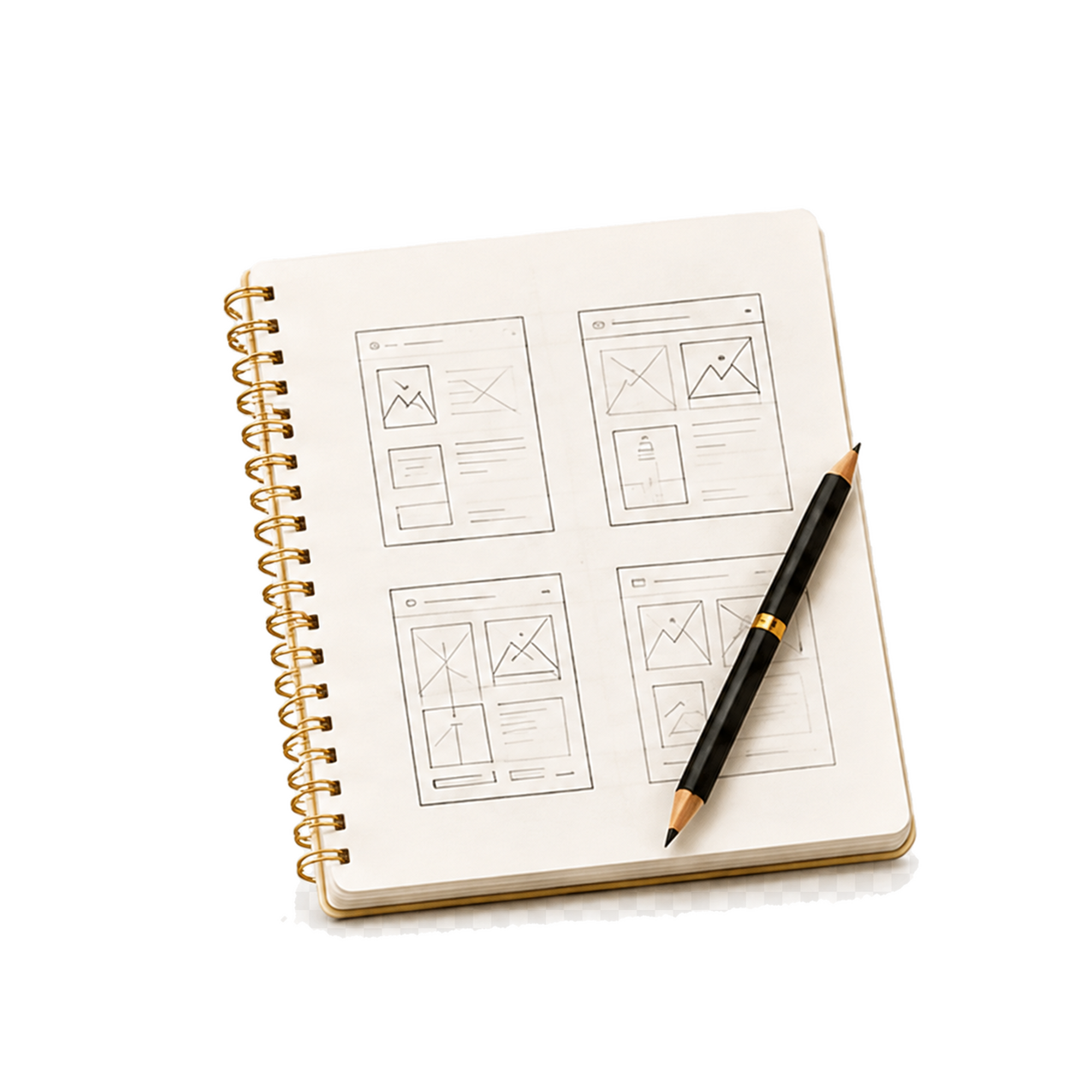A sketchbook containing ideas for the website design